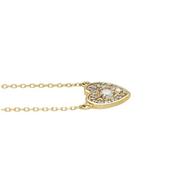 ハート ダイヤモンド パヴェ ネックレス K10 ゴールド 10金 10k プレート 天然 ダイヤ かわいい シンプル 華やか レディース 爆買の画像