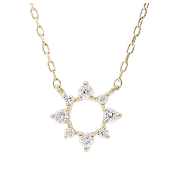 ダイヤモンド フラワー ゴールド ネックレス 花 K10 10金 10k ゴールドネックレス 天然 ダイヤ 太陽 幾何学 サークル レディース 爆買の画像