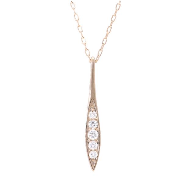 K18 ダイヤモンド バー ネックレス ピンクゴールド 0.1ct スティック ライン プレート 18金 18k ゴールド シンプル レディース 爆買の画像