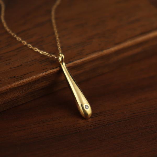 K18 ダイヤモンド ドロップ スティック ネックレス 18金 18k ゴールド シンプル 華やか 天然 ダイヤ 普段使い レディース 爆買の画像