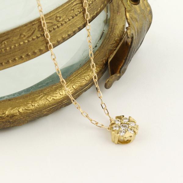 K18 ハート爪 ダイヤモンド サークル ネックレス 18金 18k ゴールド ハート 円形 丸 パヴェ 上品 かわいい 定番 レディース 爆買の画像