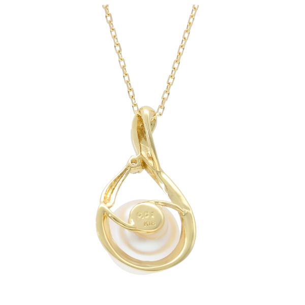 K18 大粒 あこや真珠 ドロップ ネックレス ダイヤモンド 18金 18k ゴールド あこや 真珠 パール 天然石 華やか 大ぶり レディース 爆買の画像