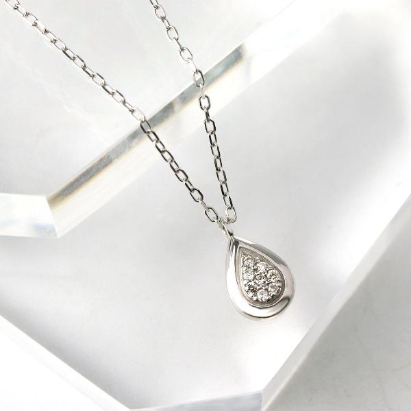K18 ダイヤモンド ドロップ ネックレス 18金 18k ホワイトゴールド