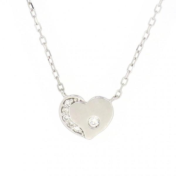 ハート ゴールドネックレス プレート 板 18金 ホワイトゴールド ダイヤモンド ダイアモンド ジュエリー ネックレス