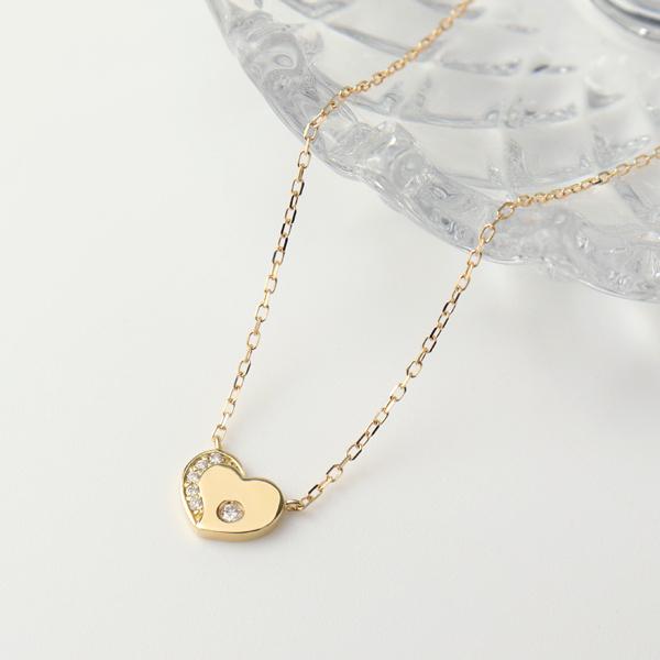 K18 ダイヤモンド パヴェ ハート プレート ネックレス 18金 18k ゴールド ゴールドネックレス かわいい ハート型 天然 レディース 爆買の画像