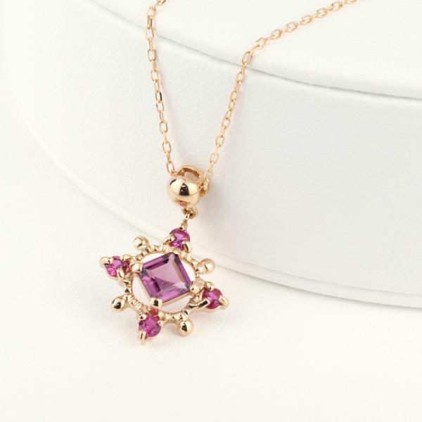 K18 ルビー ロードライトガーネット ネックレス 18金 18k ピンクゴールド ゴールド 天然石 ガーネット かわいい レディース 爆買