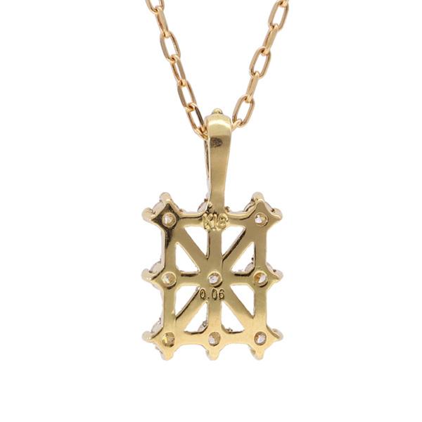 K18 透かし スクエア ダイヤモンド ネックレス 18金 18k ゴールド クラシカル ミル打ち 四角 華奢 アンティーク レディース 爆買の画像