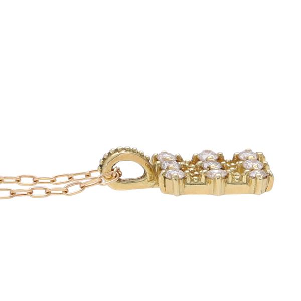 K18 透かし スクエア ダイヤモンド ネックレス 18金 18k ゴールド クラシカル ミル打ち 四角 華奢 アンティーク レディース 爆買の画像