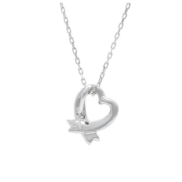 K18 ダイヤモンド リボン ハート ネックレス 18金 18k ホワイトゴールド ゴールド 天然 ダイヤ シンプル 上品 華やか レディース 爆買の画像