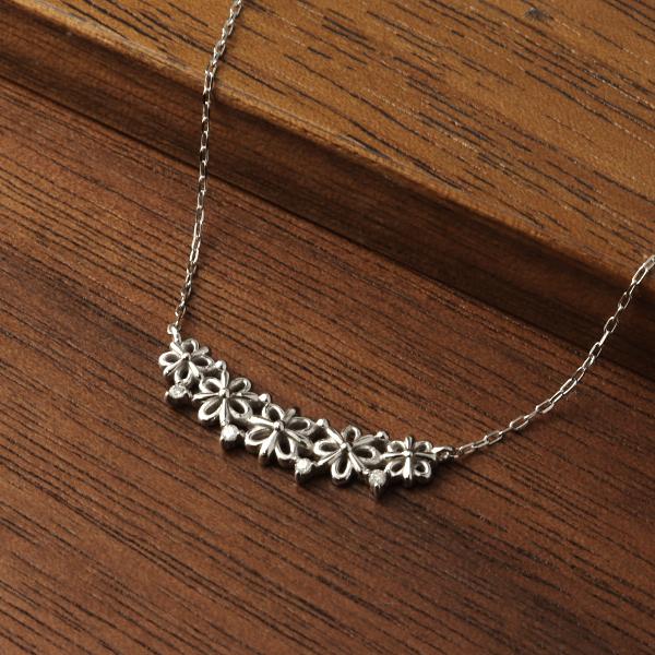 K18 ダイヤモンド フラワー ラインネックレス 花 18金 18k