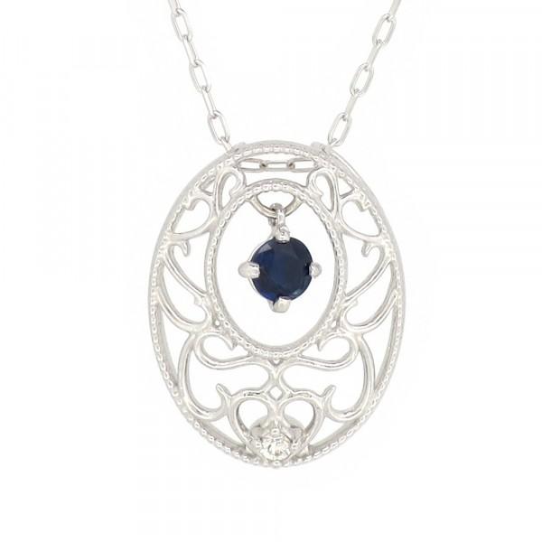 透かし ゴールドネックレス(チェーン付きペンダント) アイビー ツタ アラベスク 唐草 植物 オーバル 楕円 楕円形 18金