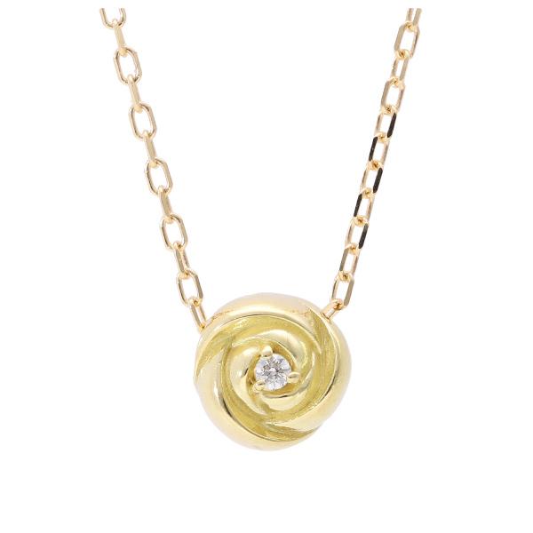K18 ローズ ボール ネックレス 18金 18k ゴールド 薔薇 花 ダイヤモンド ゴールドネックレス イエロー 天然 ダイヤ レディース 爆買の画像