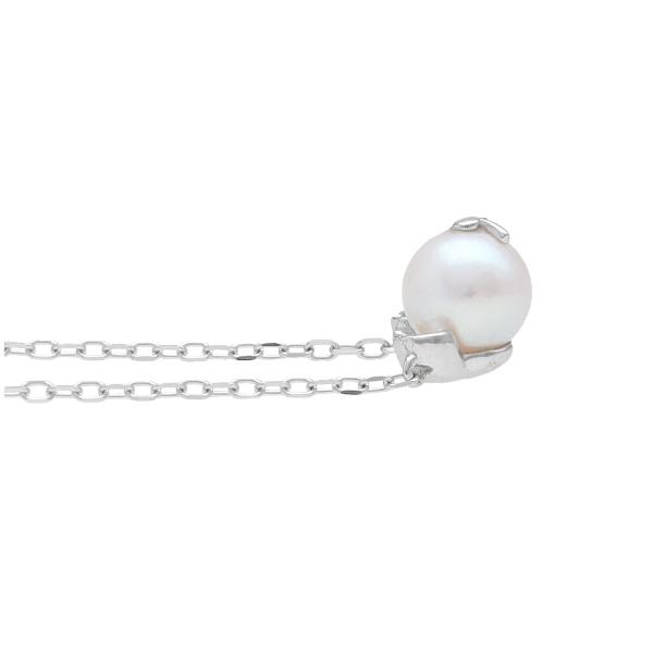 K18 あこや真珠 テディベア ゴールド ネックレス パール くま ベア アコヤ 真珠 一粒 18金 18k ホワイトゴールド レディース 爆買の画像
