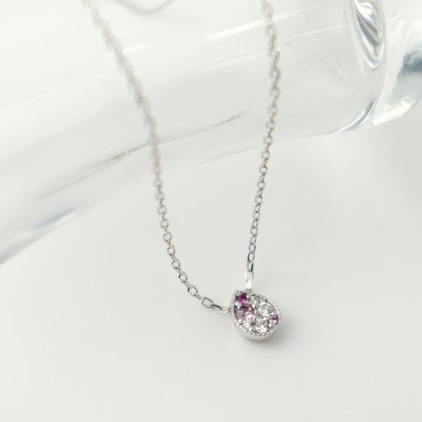 K18 ピンクサファイア ダイヤモンド ドロップ ネックレス 18金 18k