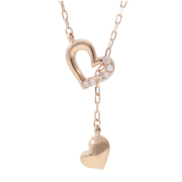 K18 Y字 スライド ハート チャーム ネックレス 18金 18k ピンク