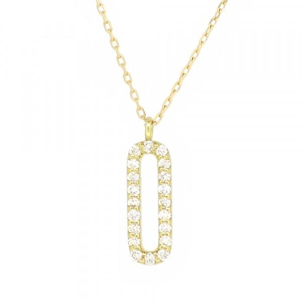 透かし ゴールドネックレス(チェーン付きペンダント) 四角形 立方体 幾何学模様 ジオメトリー パヴェ 18金