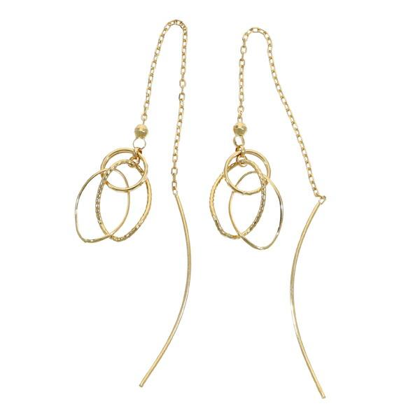 K18 ゴールド 幾何学 アメリカンピアス 2P 両耳用 18金 18k 金 ピアス ゴールドピアス チェーンピアス ロングピアス 揺れる 地金 華やか 豪華 大人 爆買の画像
