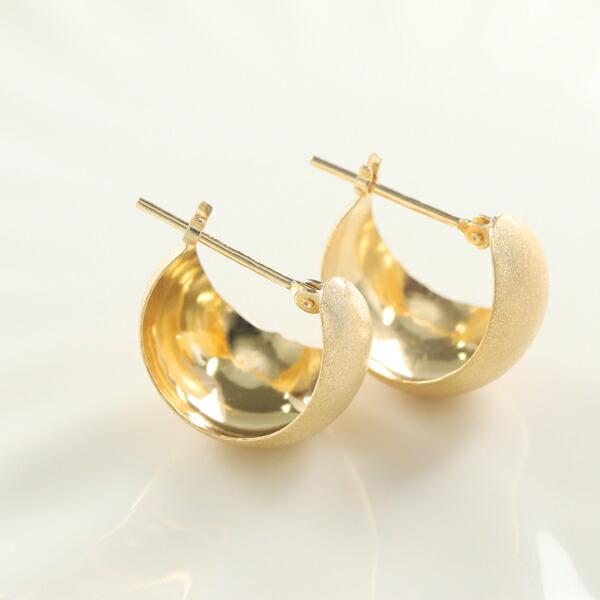 K18 ゴールド スターダスト 甲丸 13mm フープピアス 2P 両耳用 18金 18k 金 ピアス ゴールドピアス リングピアス 地金 つや消し マット 月 シンプル 爆買の画像