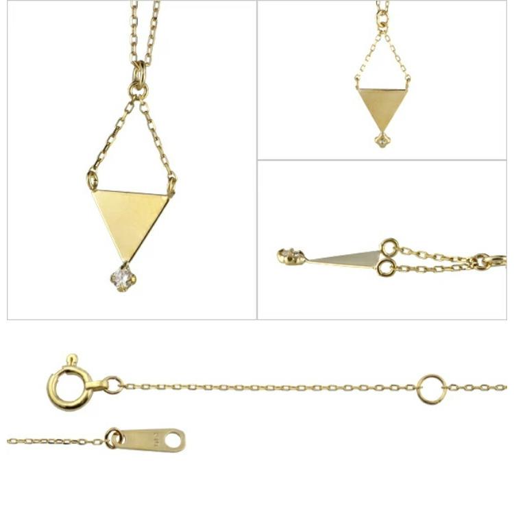 ひし形デザインにキラリと輝くダイヤモンド合計0.10ct ネックレス K10PG ひし形デザインにキラリと輝くダイヤモンド合計0.10ct