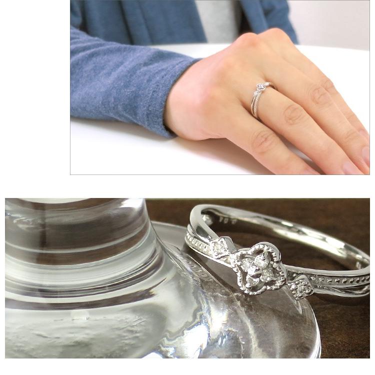 K18 ホワイトゴールド 天然 ダイヤモンド フラワー リング 5号〜13号