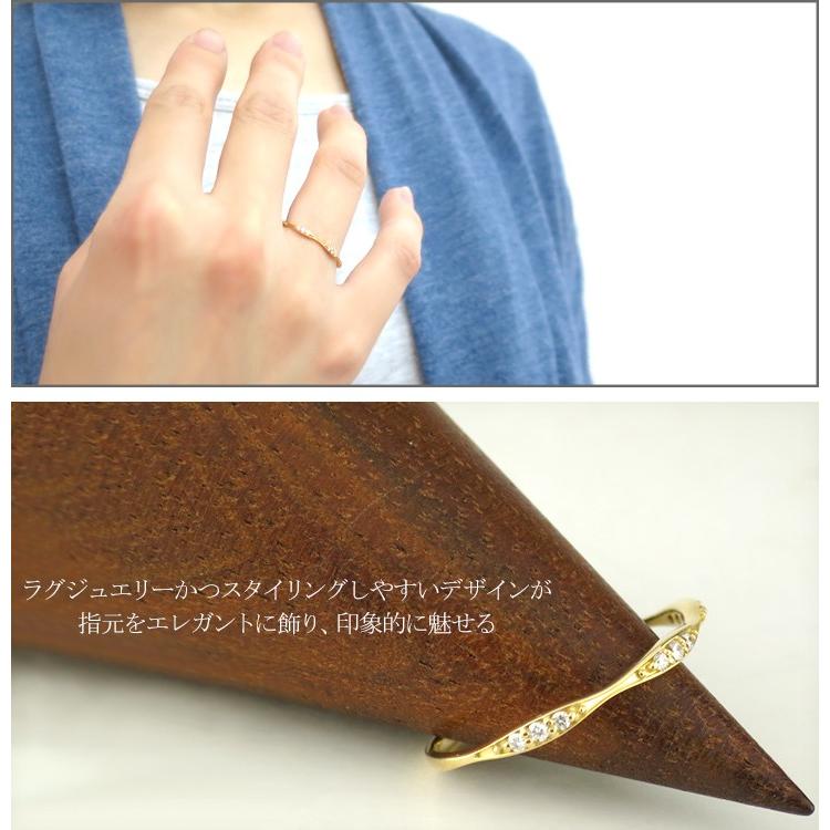 K18 ゴールド 天然 ダイヤモンド バニラビーンズ リング 5号〜13号 18金 ボタニカル ナチュラル 天然ダイヤ バニラビーンズ リング 爆買の画像