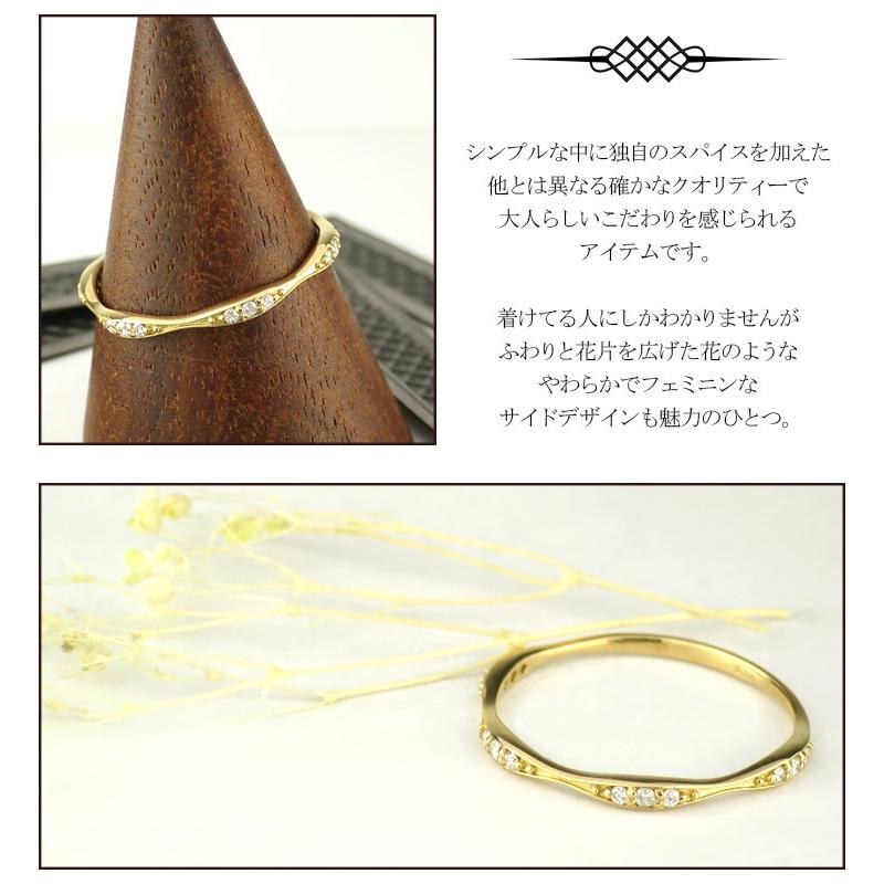 K18 ゴールド 天然 ダイヤモンド バニラビーンズ リング 5号〜13号 18金 ボタニカル ナチュラル 天然ダイヤ バニラビーンズ リング 爆買の画像