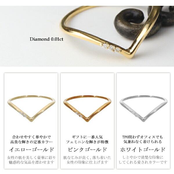 K18ゴールドリング　V字型　ルビー7 ダイヤ7 選べる3カラー K18 ゴールド ダイヤモンド V字 リング 7〜11号