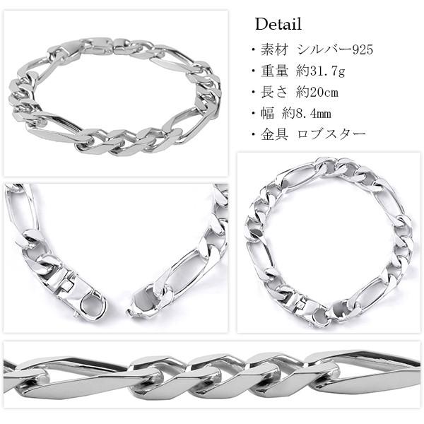 チェーンブレスレット ブランド メンズ シルバー925 太め フィガロ 