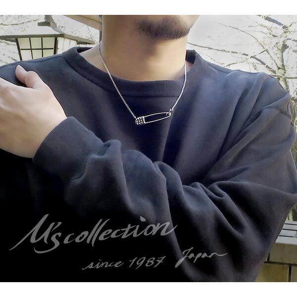 M's collection エムズコレクション スタッズ セーフティピン ネックレス チェーン付 安全ピン セーフティー ピン メンズ ペンダント 爆買の画像