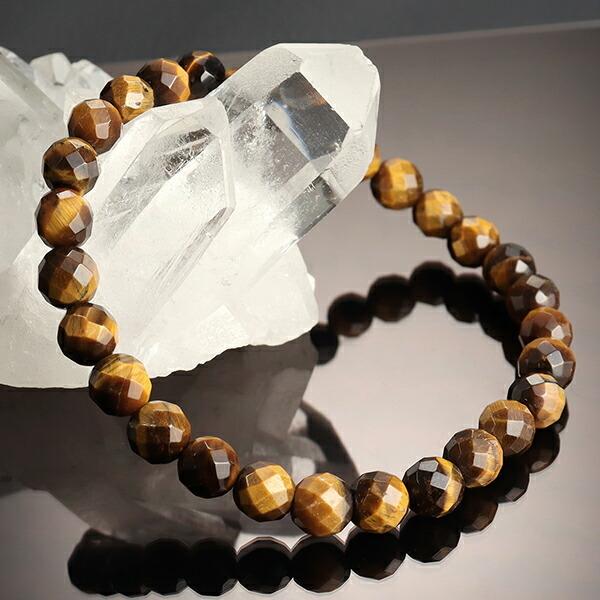 イエロータイガーアイ カット ブレスレット 6mm 16.5〜18.5cm S〜LL