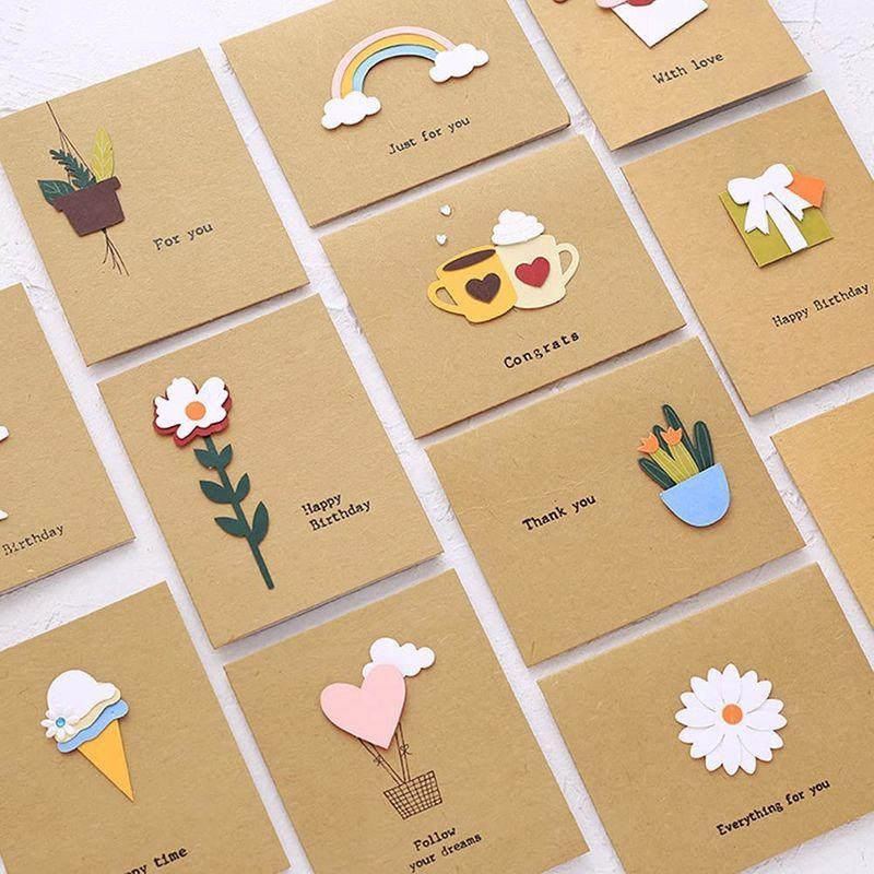 即納 グリーティングカード 12種セット メッセージカード Cugbo ミニ 手作 封筒付き 中紙 カード 感謝状 誕生日 バレンタインデーカード レターセット Fdctheclub Com