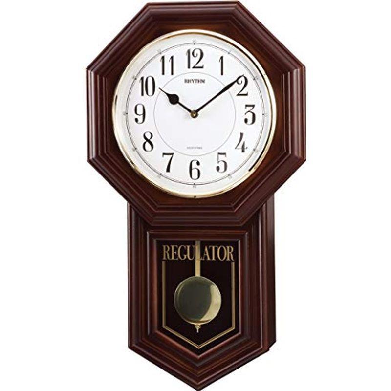 【保存版】 木 電子音報時(チャイム) ベングラーR 振り子 アナログ 掛け時計 柱 リズム(RHYTHM) 茶 4MJA RHYTHM (半艶仕上げ) 掛け時計、壁掛け時計