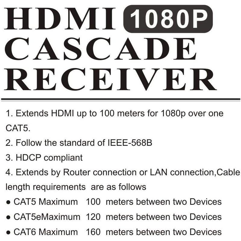 MiraBox HDMI 延長器エクステンダー 150meter TCP/IP経由 1080P Via Rj45 Cat5 Cat5e Ca｜ginowan｜06