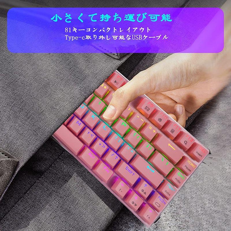 e元素ゲーミングキーボード メカニカル式キーボード 赤軸・青軸・茶軸 アンチゴースト英語配列81キー RGB発光LEDバックライト付き US｜ginowan｜06