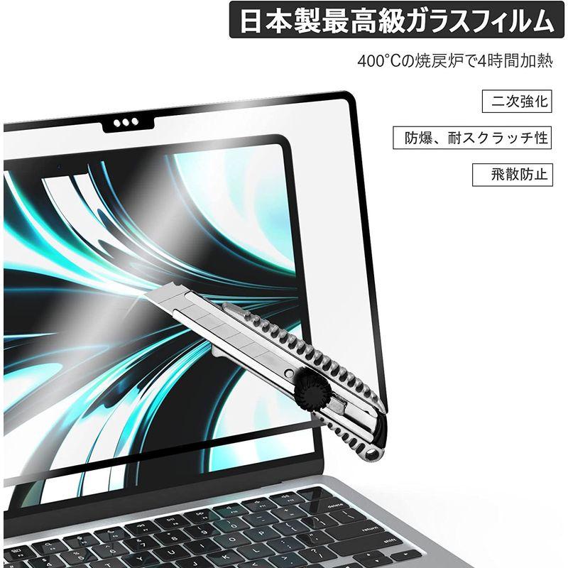 MacBook Air 2022 (M2チップ 13.6インチ) 用 ガラスフィルム 9H硬度 HD 強化ガラス 液晶保護フィルム一体化全面｜ginowan｜03