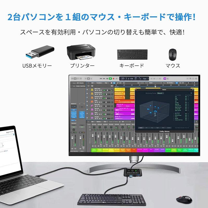 USB 切替器 usb切り替え器 USB3.0 切替器 PC2台用 4USBポート マウス キーボード ハブなどを切替 USB切替 電源不要｜ginowan｜08
