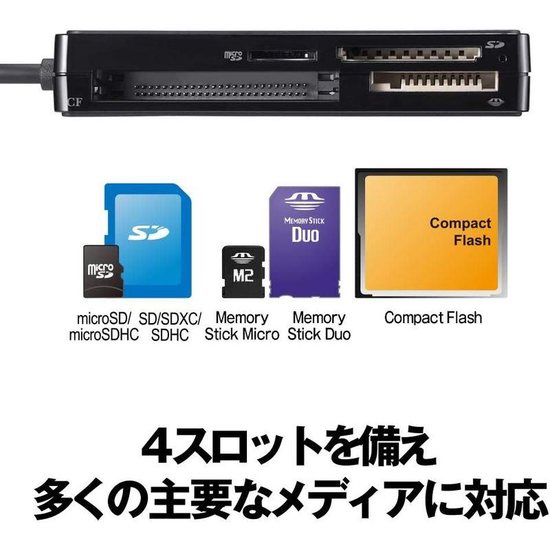 BUFFALO USB2.0 マルチカードリーダー ケーブル収納モデル ブラック BSCR308U2BK コンパクトフラッシュ パソコン対応｜ginowan｜03