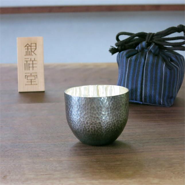 福盃 純銀ぐい呑み 丸青藍 : guinomi02466 : 伝統工芸品 銀祥堂 - 通販