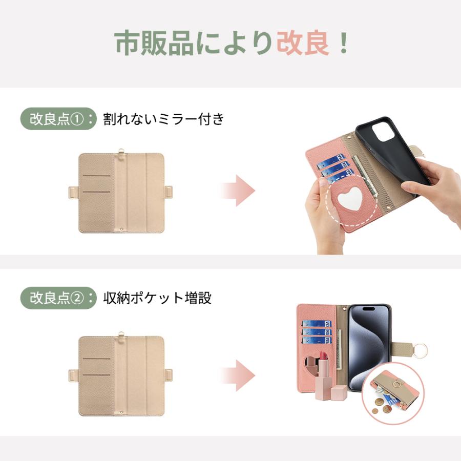 スマホケース iPhone15ケース カメラ保護 ピンク　グレー 防塵クリアケース スタンド機能&ミラー付き 手づくり かわいい おしゃれ 大人 女子 ケース 母の日 | ブランド登録なし | 01