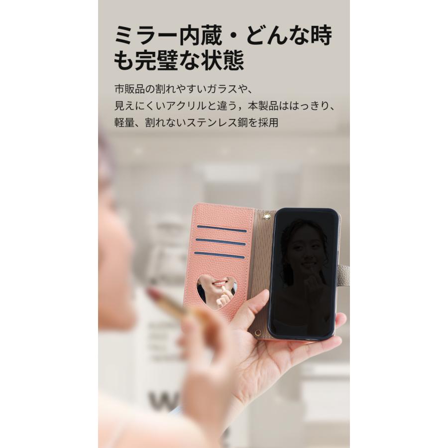 スマホケース iPhone15ケース カメラ保護 ピンク　グレー 防塵クリアケース スタンド機能&ミラー付き 手づくり かわいい おしゃれ 大人 女子 ケース 母の日 | ブランド登録なし | 03