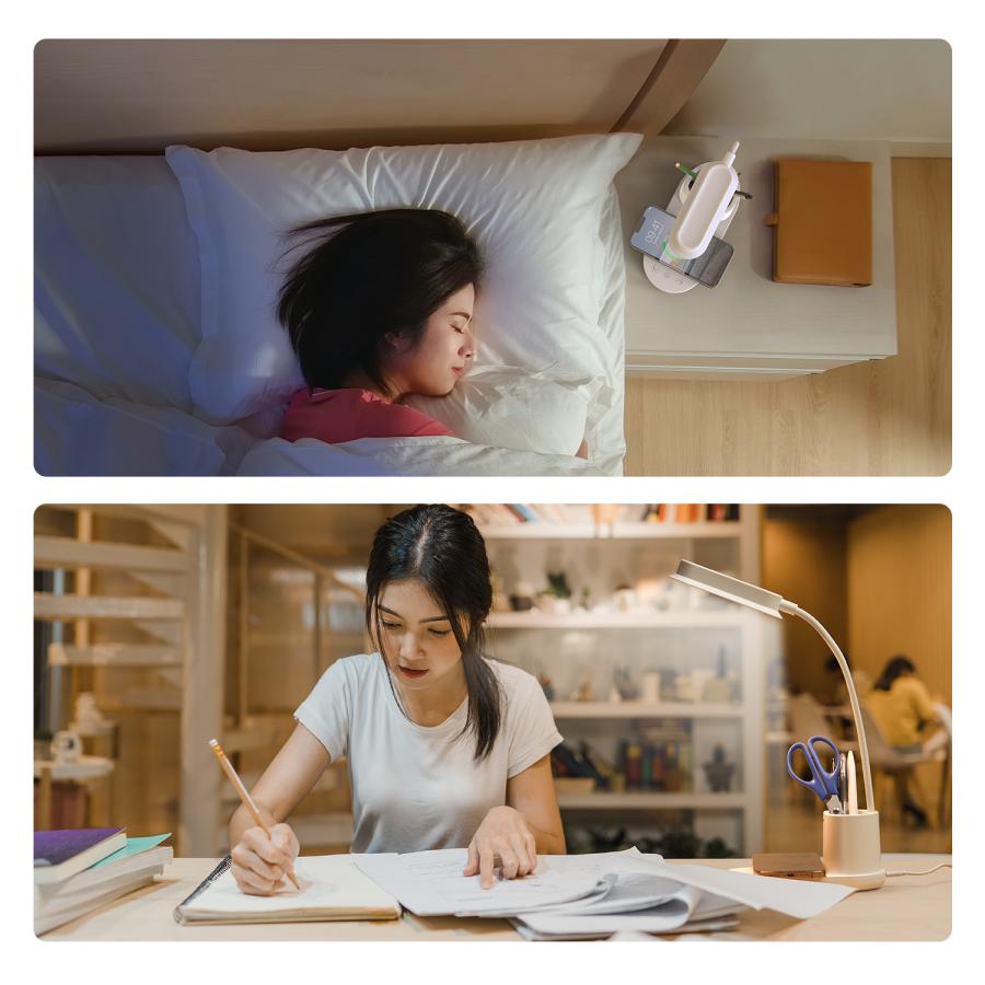 デスクライト Qi充電機能搭載 目に優しい LED筆立て付き テーブル
