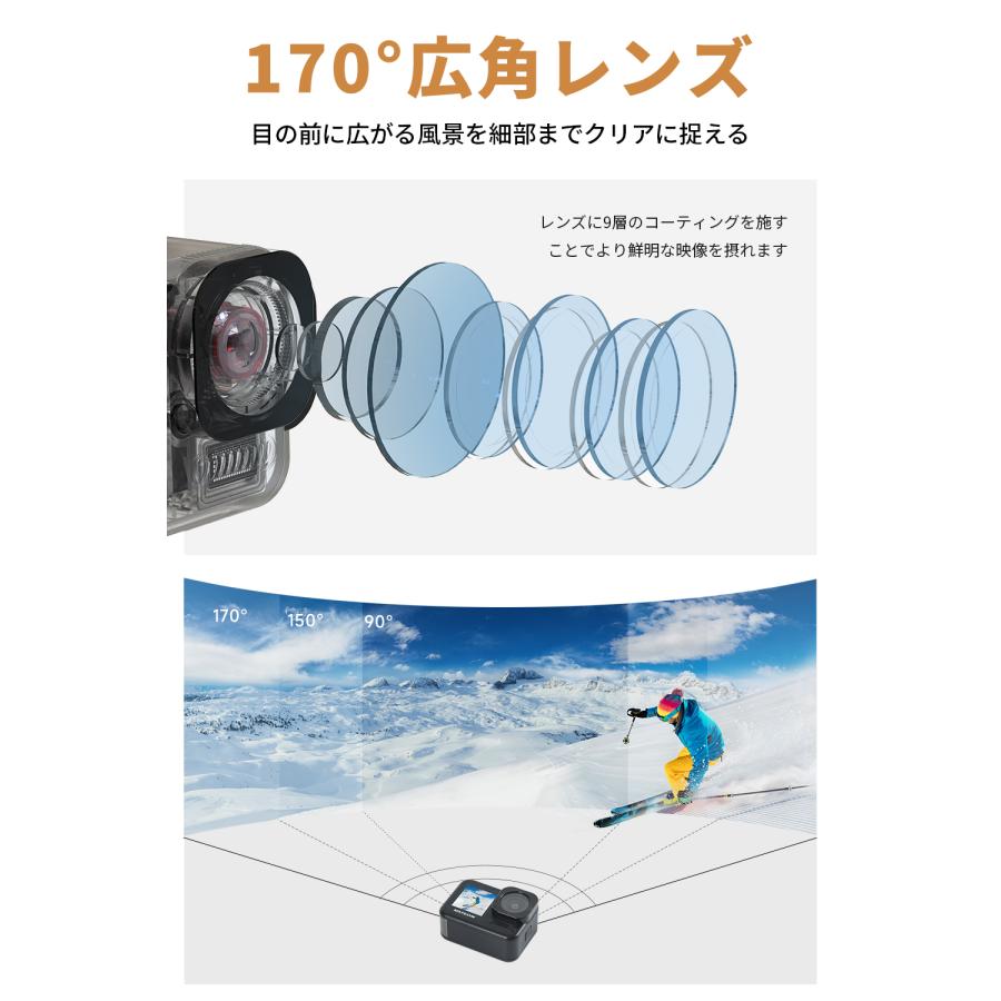MUSON ポイント利用 IPX8本機防水20M アクションカメラ 4K 60fps