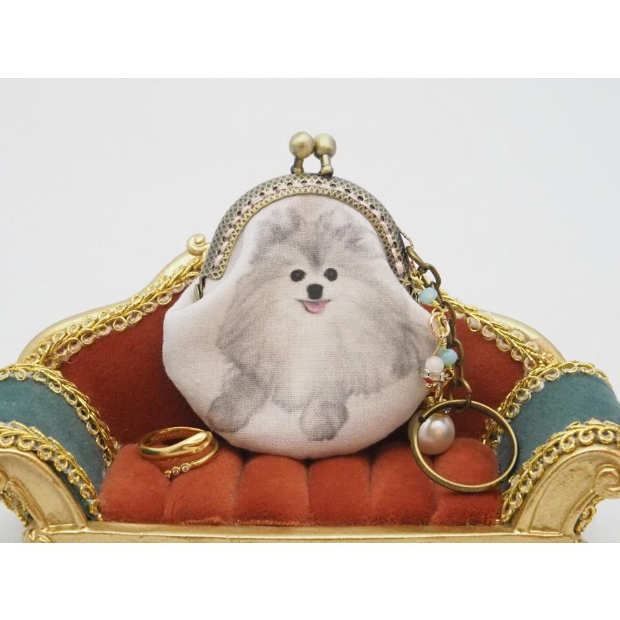 気持ち華やぐがま口バッグチャーム（口金5センチ)ポメラニアン 犬雑貨 