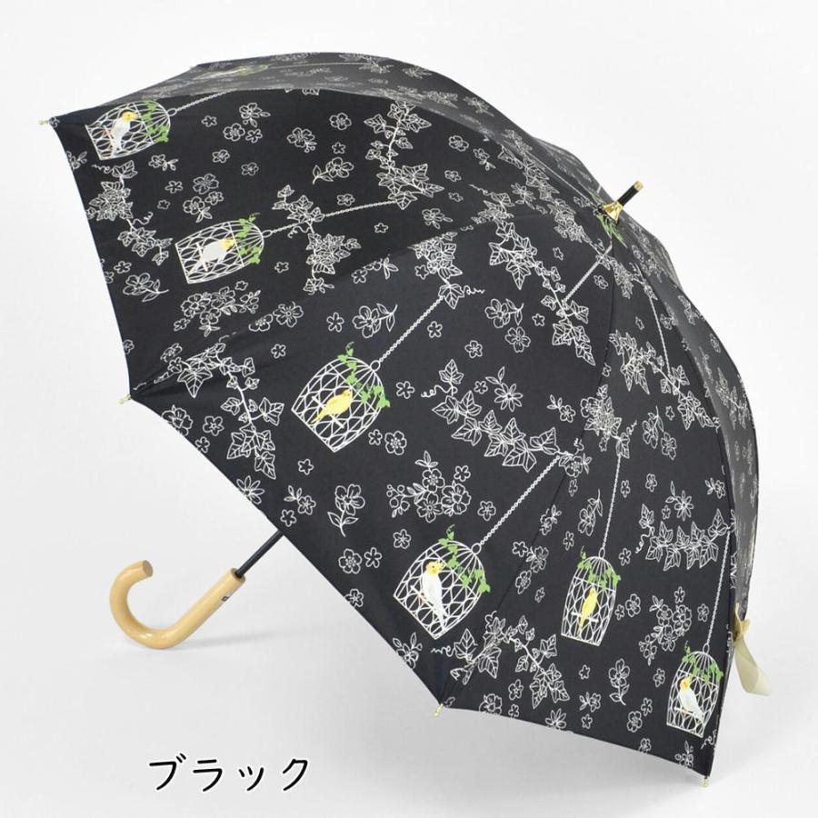 婦人傘/長傘】インコと鳥かご/黒コーティング晴雨兼用傘 50cm 手開き 8