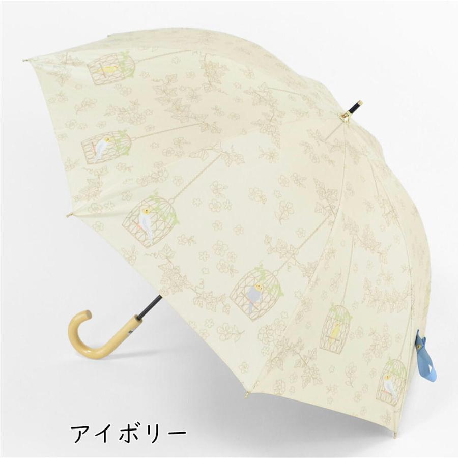 婦人傘/長傘】インコと鳥かご/黒コーティング晴雨兼用傘 50cm 手開き 8