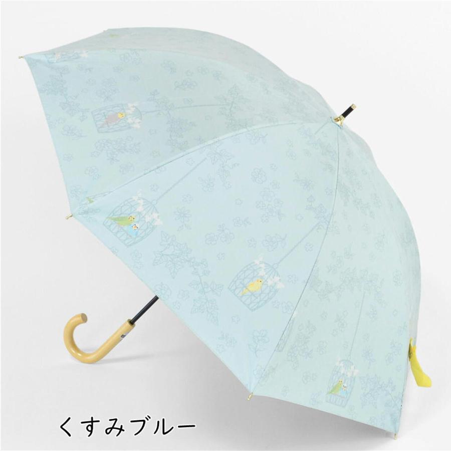 婦人傘/長傘】インコと鳥かご/黒コーティング晴雨兼用傘 50cm 手開き 8