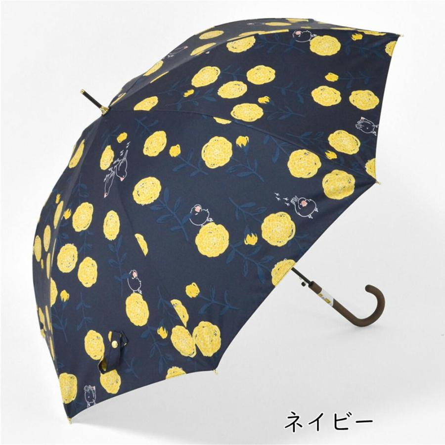 婦人傘/長傘】文鳥とマリーゴールド/シルバーコーティング晴雨兼用