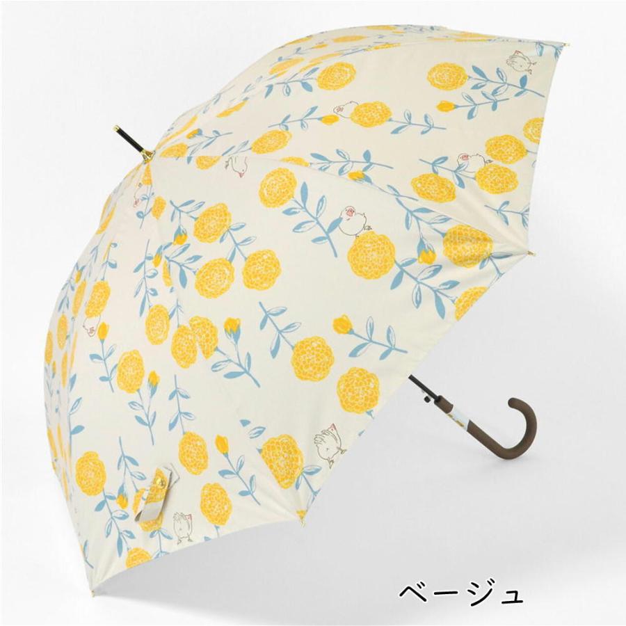 婦人傘/長傘】文鳥とマリーゴールド/シルバーコーティング晴雨兼用