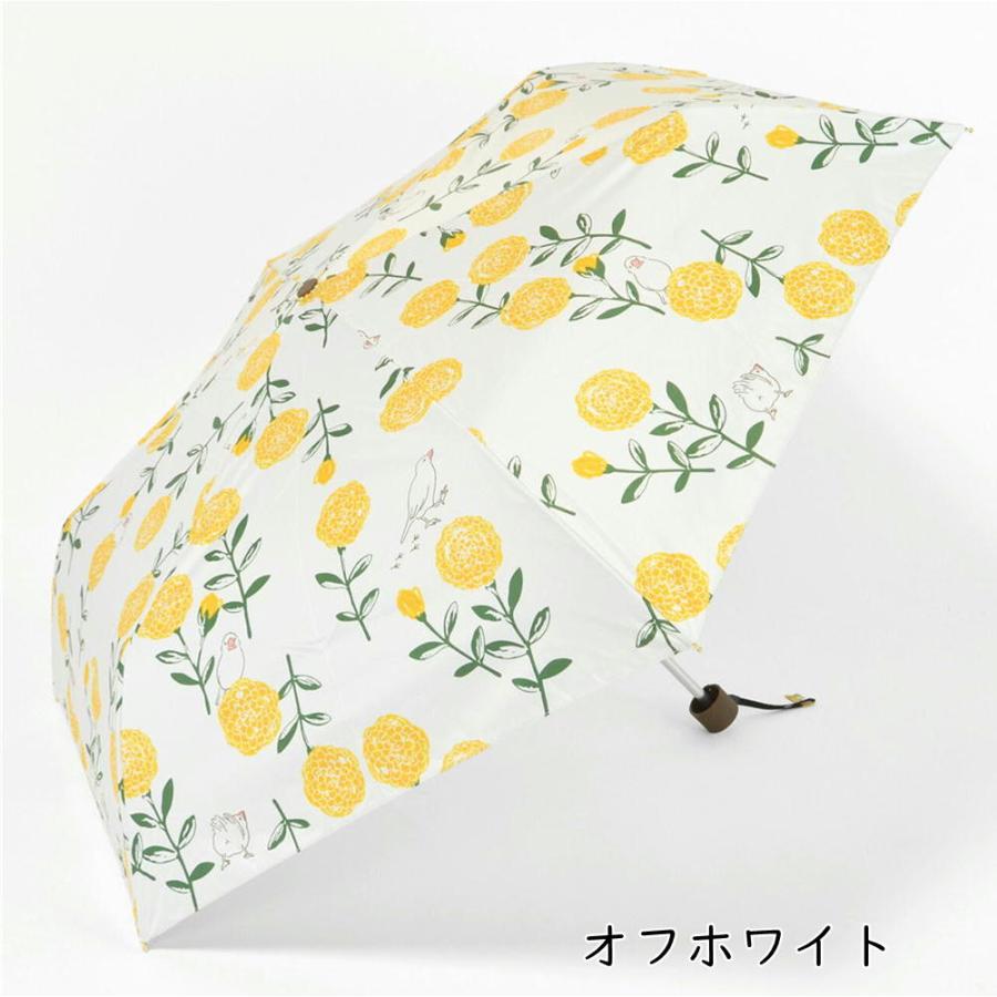 婦人傘/折り畳み傘】 文鳥とマリーゴールドmini 晴雨兼用 6本骨