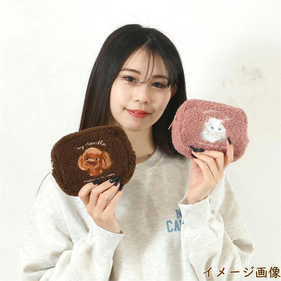 在庫限り ボア刺繍ポーチ シュナウザー/コーギー/プードル 犬雑貨・犬